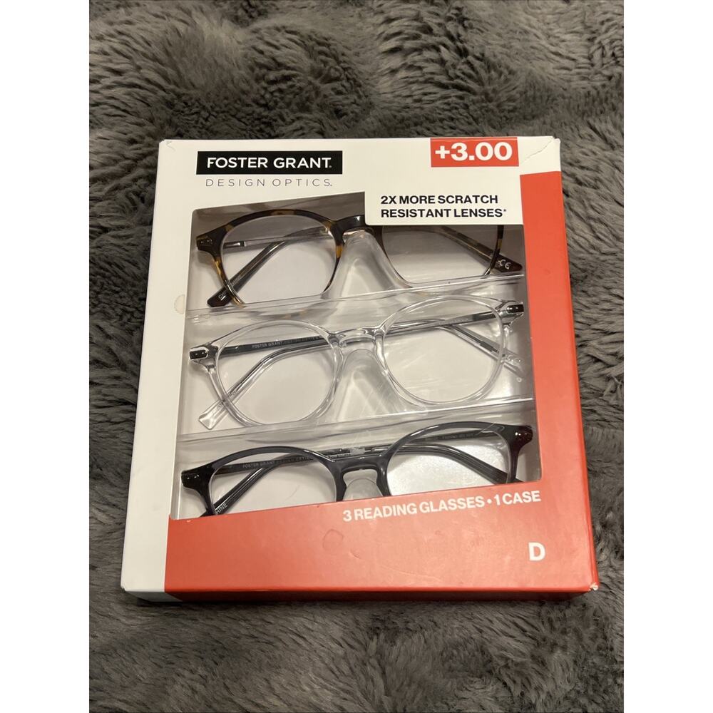 Foster Grant Reading 3 Pack- Glasses +3.00 Scratch Resistant 1 Case Costco